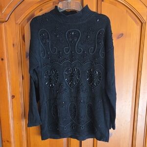 Victoria Jones Black Embellished Women's Sweater